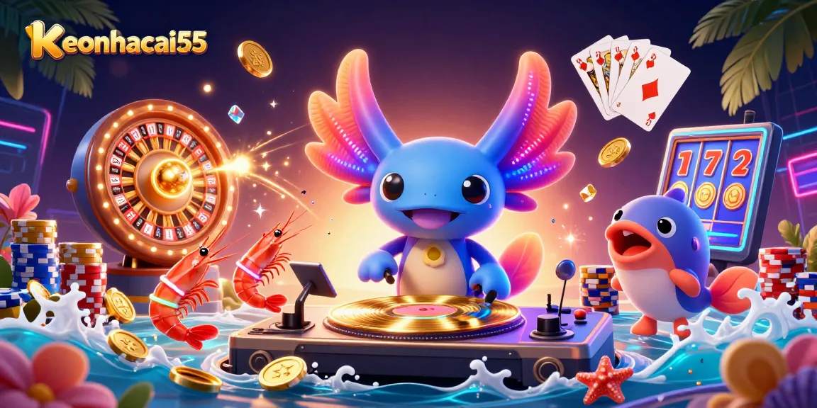 Join the fun with keonhacai55 and experience a vibrant casino scene with lively characters.