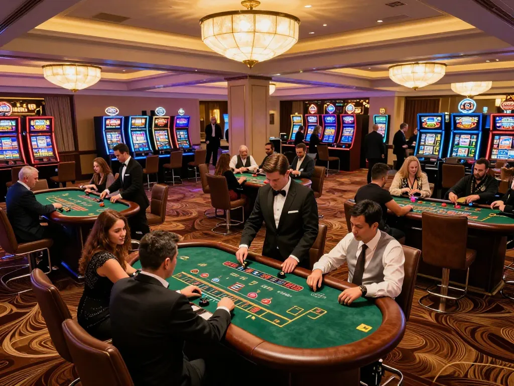 Players engage at Five 88's blackjack tables in an upscale casino setting, highlighting strategic gameplay.