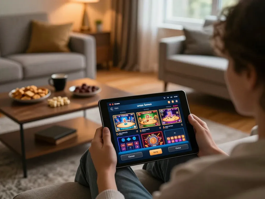 Engagera dig i spel på casino utan licens på en surfplatta hemma.