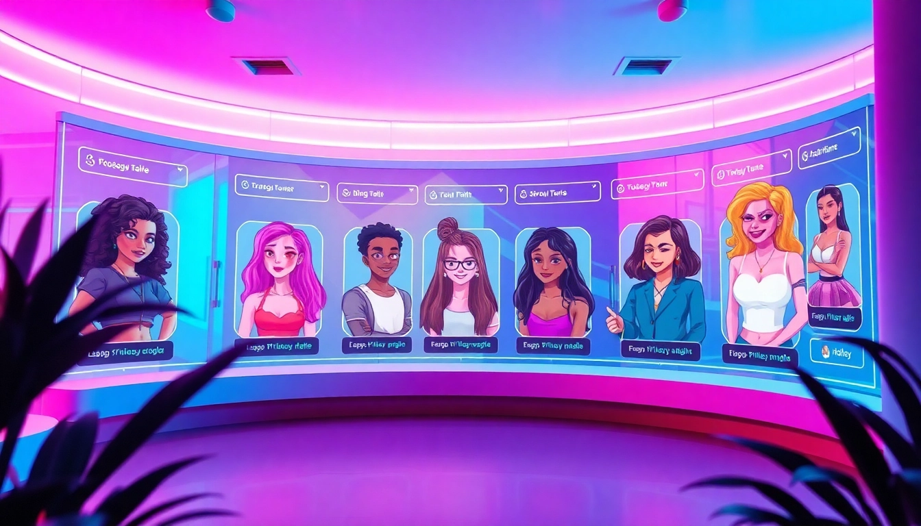 Engage with character ai nsfw in a vibrant digital space featuring customizable avatars and interactive UI elements.