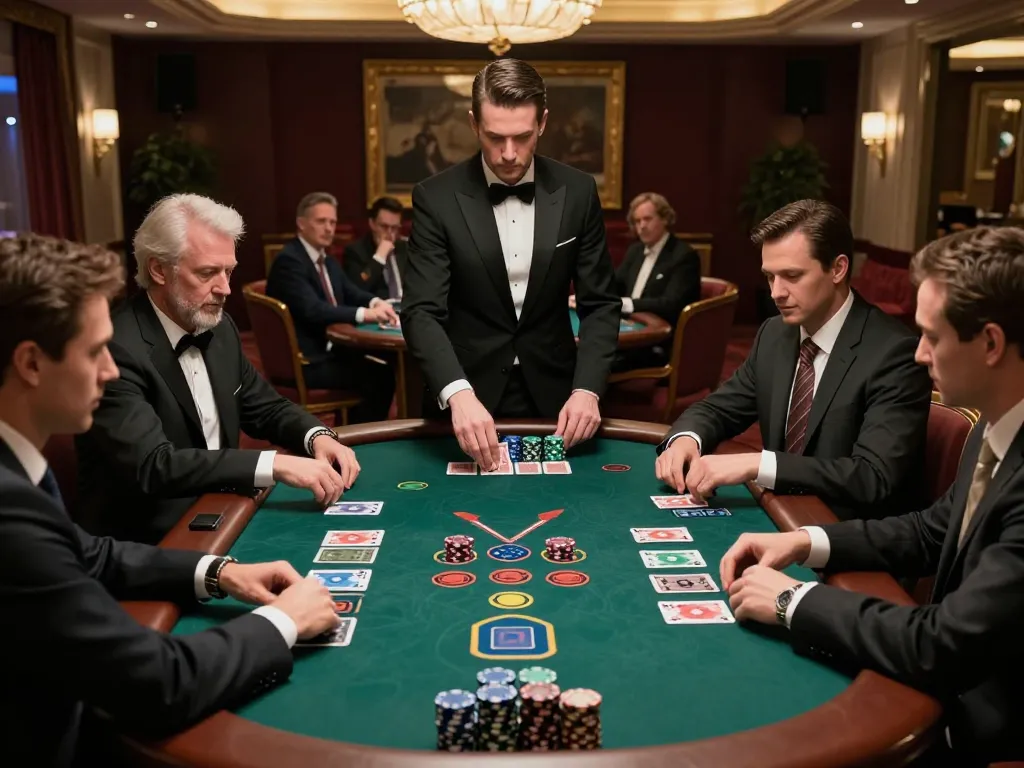 SC88 blackjack players strategizing bets in an upscale casino atmosphere