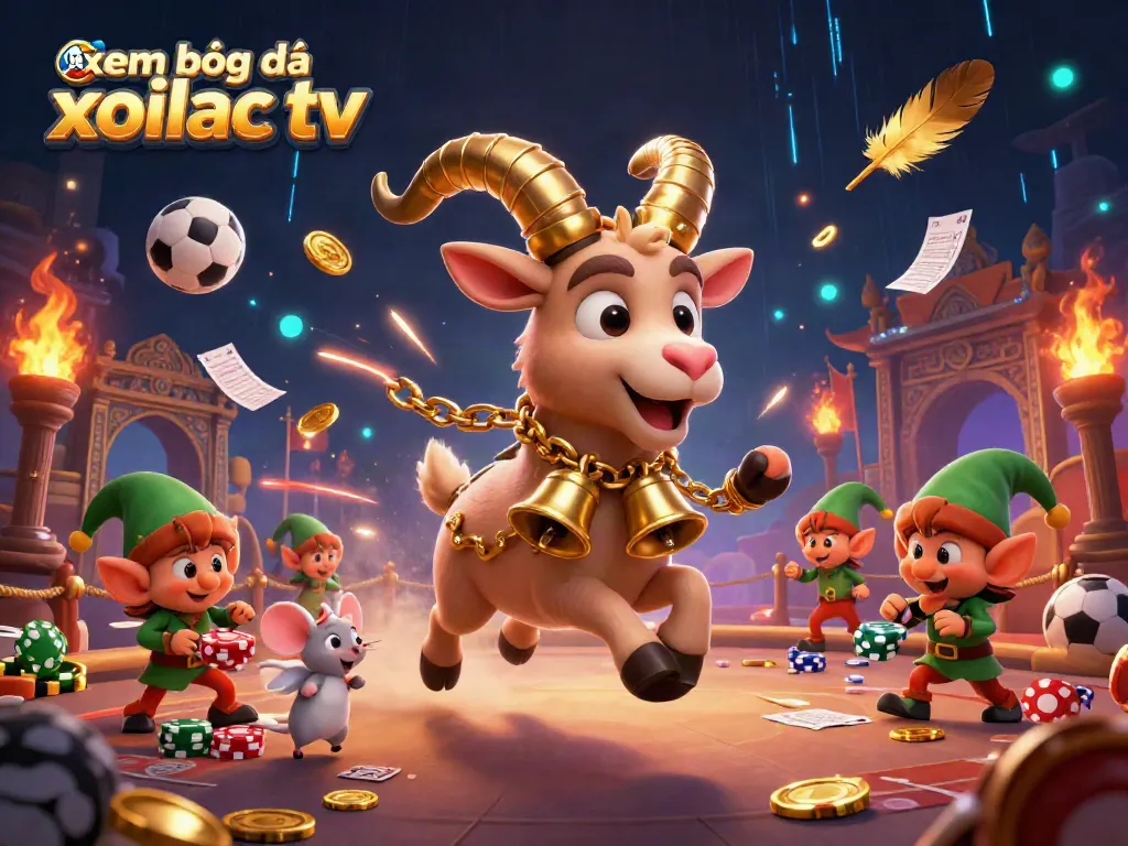 Experience xem bóng đá xoilac tv with a lively casino scene featuring cartoon characters amidst sports betting excitement.