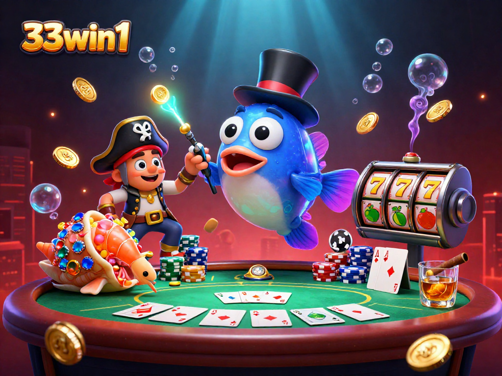 Experience thrilling action at 33win1 with anglerfish and gems in a captivating gaming scene.