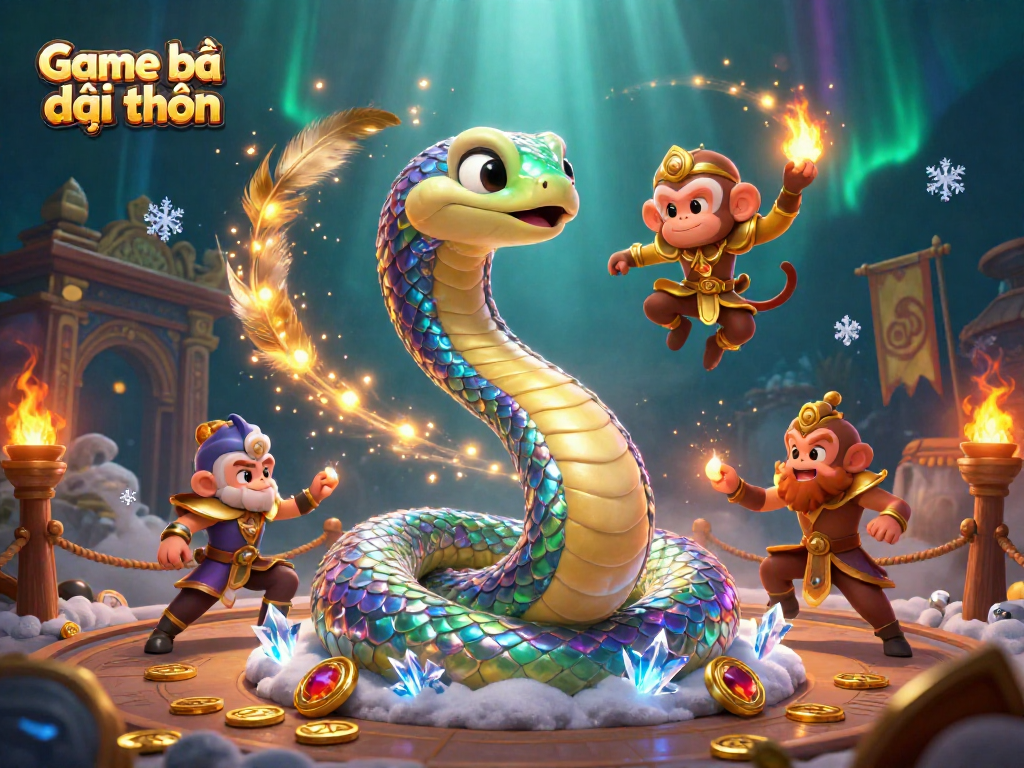Experience thrilling action with Game bài đổi thưởng in a vibrant 3D illustration featuring colorful characters and casino elements.