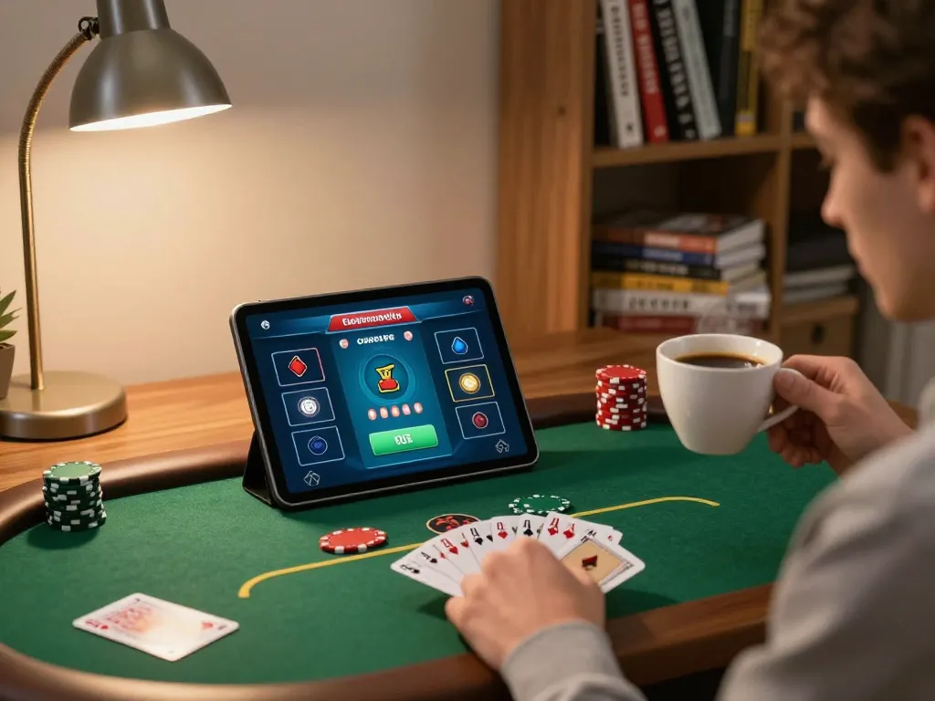 Join the excitement of Sunwin by playing strategic poker in a cozy home setup.