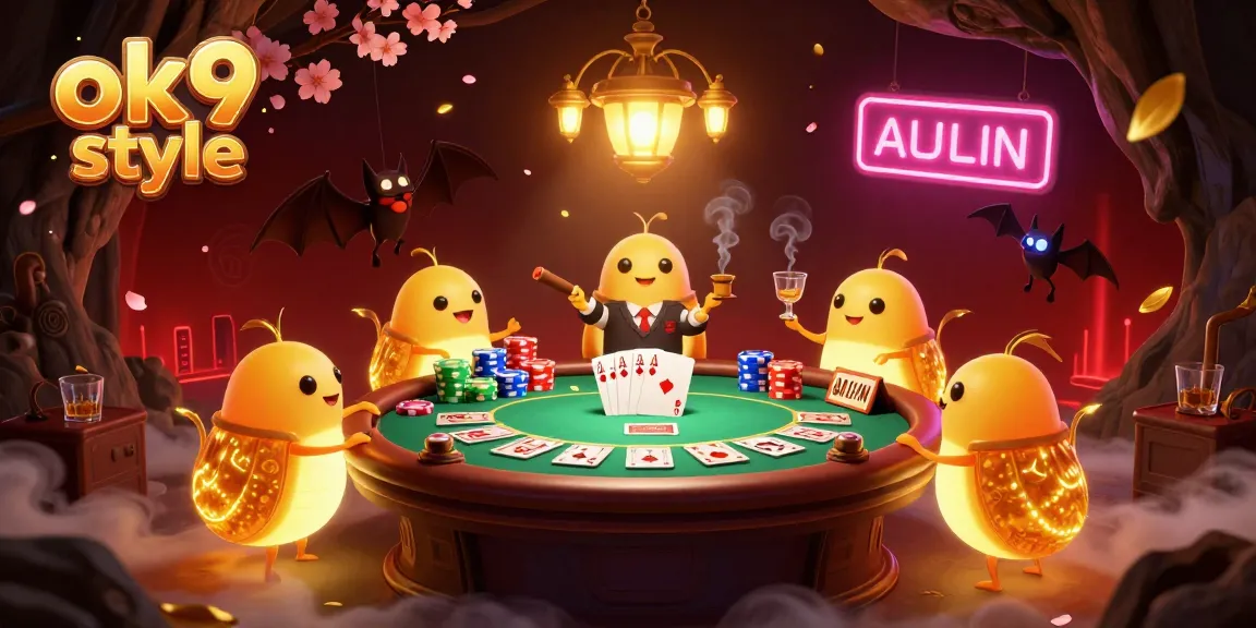 Experience the excitement of ok9 style with luminescent glowworms lighting up a vibrant casino scene