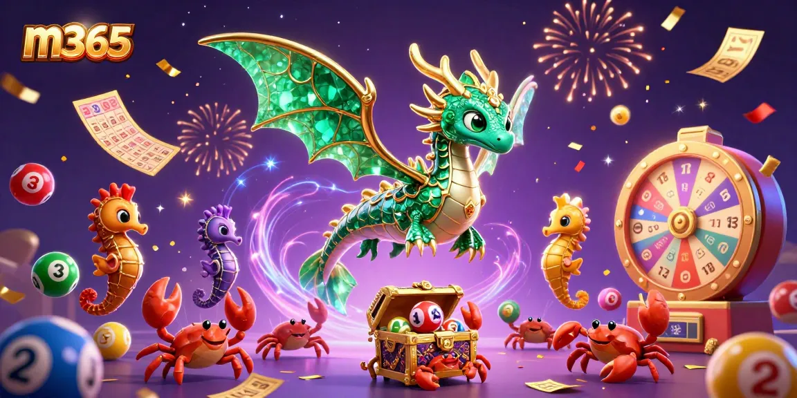 m365 offers thrilling jackpot opportunities with a vivid casino-themed illustration featuring a dazzling sea dragon.