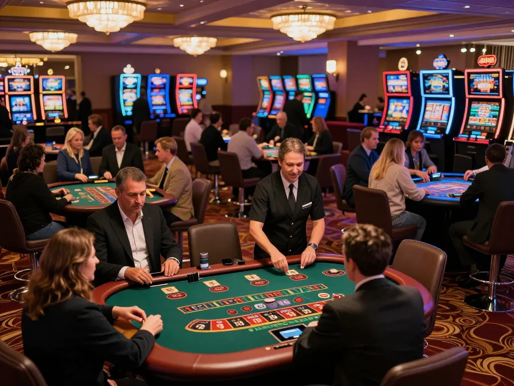 Players enjoying a thrilling moment at Sunwin casino, showcasing dynamic blackjack gameplay under warm lighting.