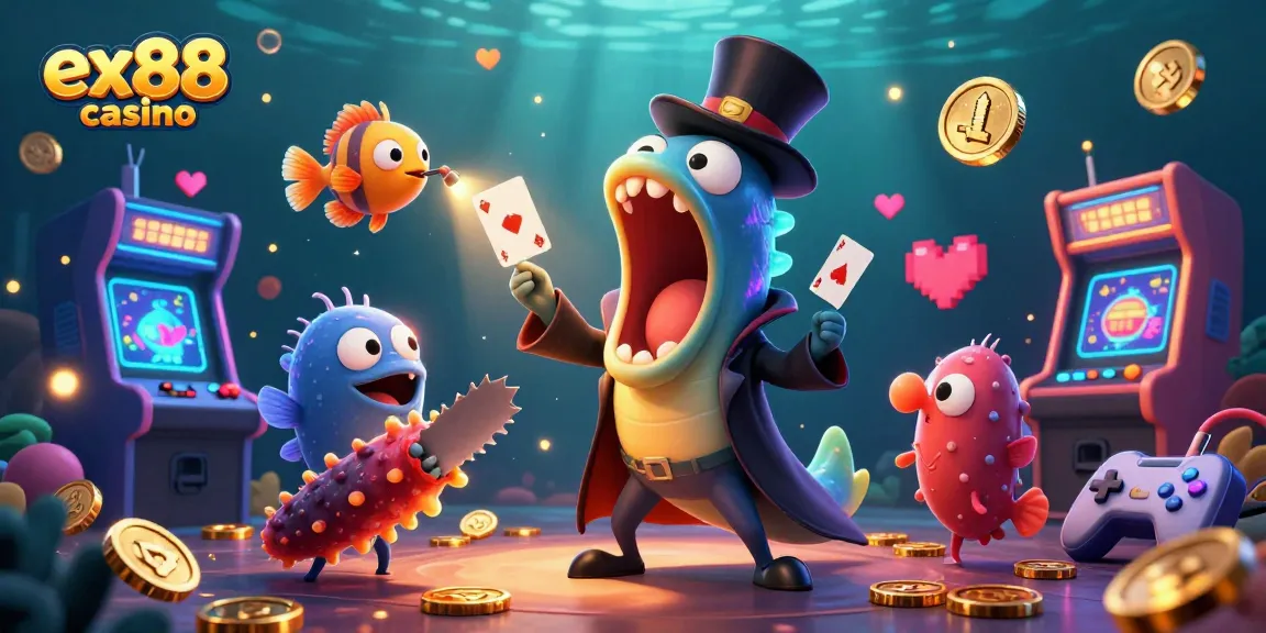 Experience excitement at ex88 casino with a lively underwater scene featuring magical sea creatures.